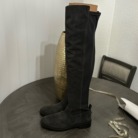 Sam Edelman Narisa Moonlight Grey Suede Rounded Toe Over The Knee Boots - Picture 4 of 10